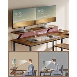 Hjrneskrivebord med skrmstativ - rustik brun 105x135