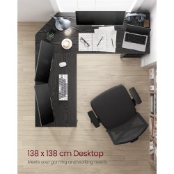 Hj�rneskrivebord - L-formet skrivebord - sort 138 x 138 x 76