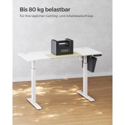 H�ve s�nkebord - elektrisk h�ve s�nke skrivebord - hvid 60x140