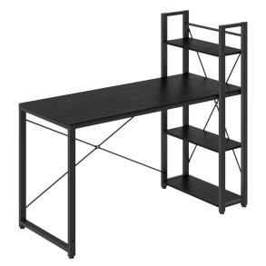Skrivebord med reol - computerbord - sort 137,2 x 60 x 118,7