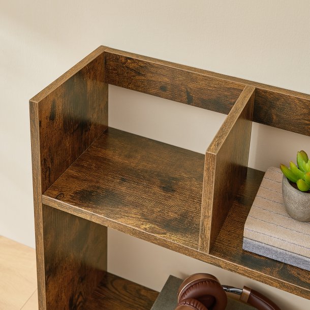 Hylde til skrivebord - skrivebordshylde - rustik brun
