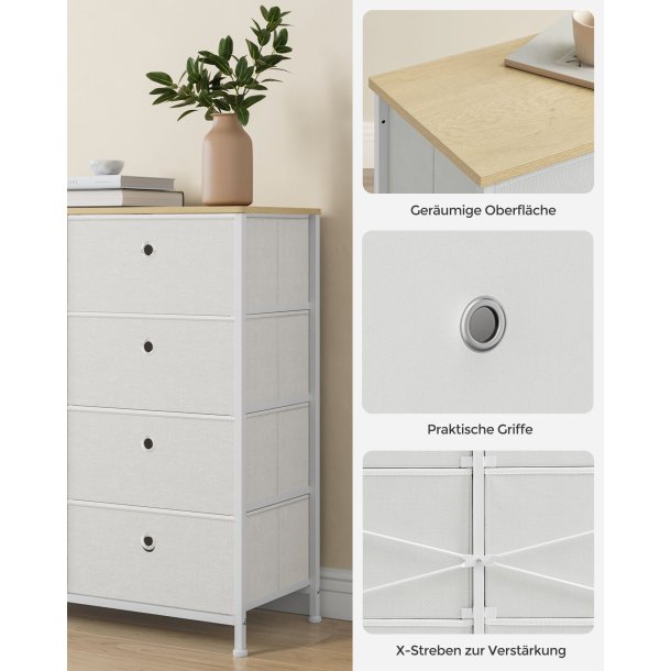 Kommode med 8 skuffer - hvid og brun - 80 x 30 x 81,5