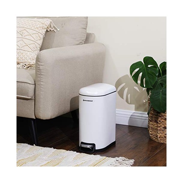 Pedalspand 10L - skraldespand med soft-close l�g - hvid metal