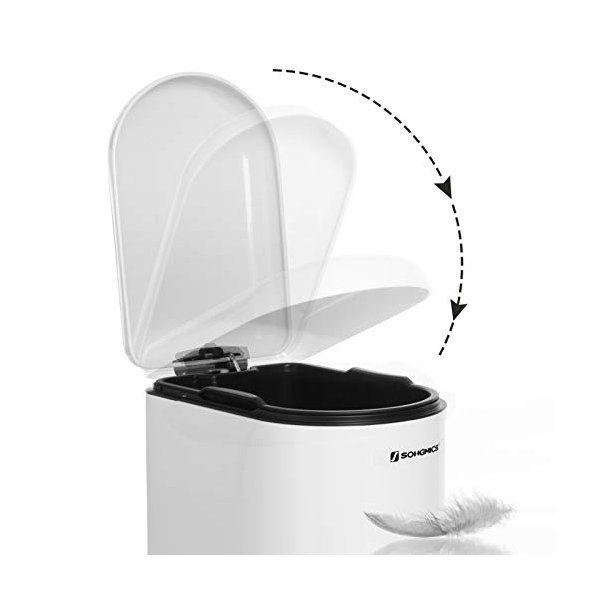 Pedalspand 10L - skraldespand med soft-close l�g - hvid metal