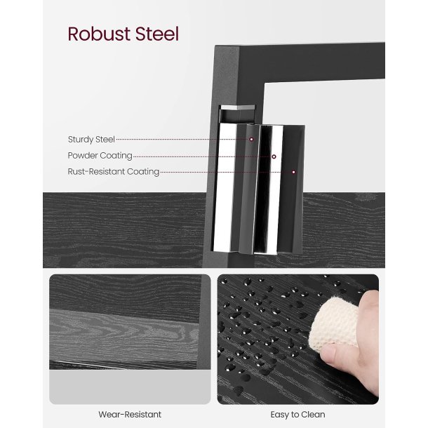 Reol - stigereol i industrielt design - sort 170 x 30 x 34