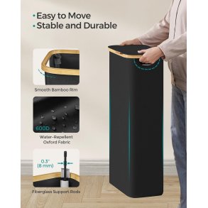 Vasket�jskurv med vasket�jspose - 65 liter - sort Oxford-stof