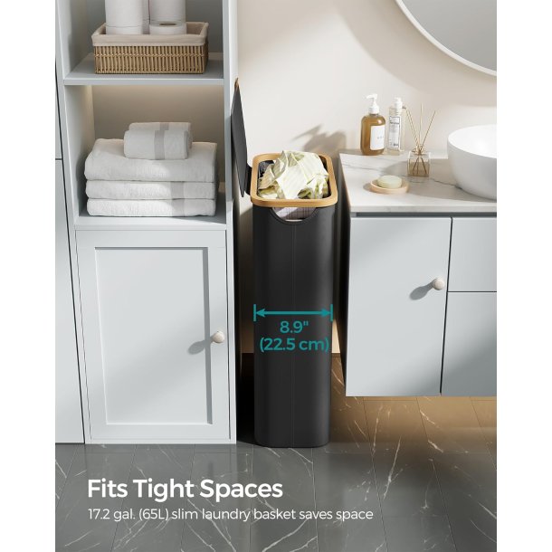 Vasket�jskurv med vasket�jspose - 65 liter - sort Oxford-stof