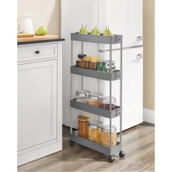 Rullevogn - smal opbevaringsvogn med 4 hylder 40 x 13 x 89