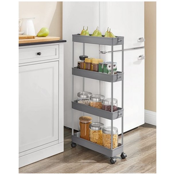 Rullevogn - smal opbevaringsvogn med 4 hylder 40 x 13 x 89