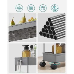 Rullevogn - smal opbevaringsvogn med 4 hylder 40 x 13 x 89