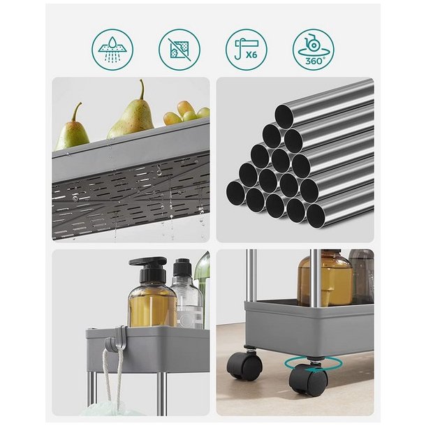 Rullevogn - smal opbevaringsvogn med 4 hylder 40 x 13 x 89