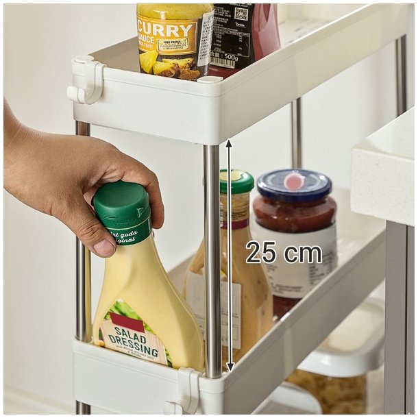 Rullevogn - smal opbevaringsvogn med 4 hylder 40 x 13 x 89