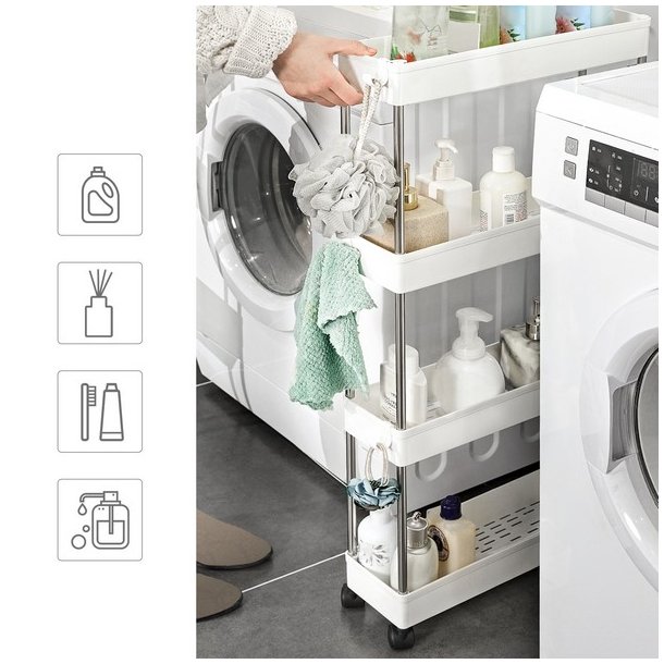 Rullevogn - smal opbevaringsvogn med 4 hylder 40 x 13 x 89