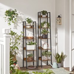 Reol - stigereol i industrielt design - rustik brun 140 x 30 x 34