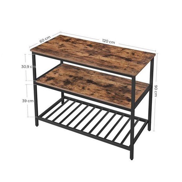 K�kken� i industrielt design med hylder - rustik brun 120x60x90