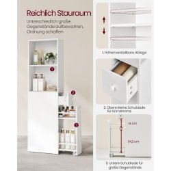 Badev�relsesskab - opbevaringsskab - gulvreol - hvid 40x18x134,4