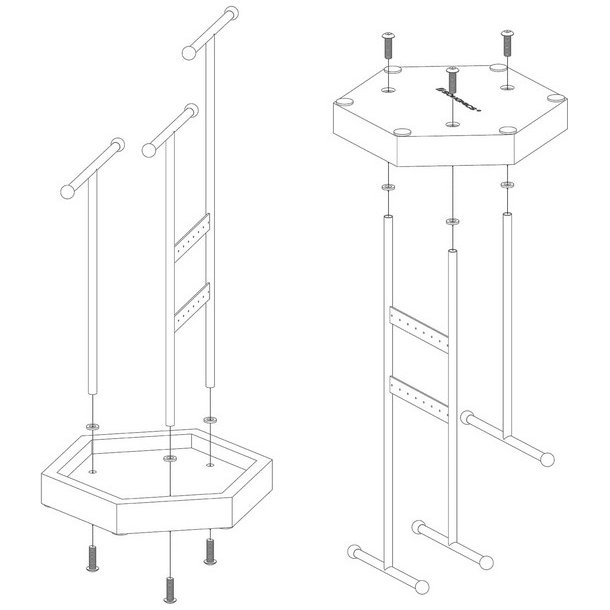 Smykketr� - smykkestativ og smykkeholder - hvid og brun