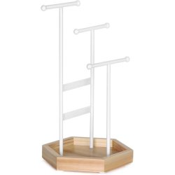 Smykketr� - smykkestativ og smykkeholder - hvid og brun