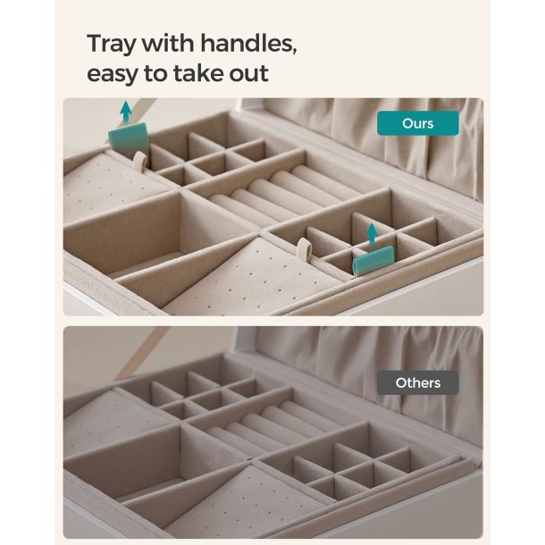 Smykkeskrin i kunstl�der - skrin til smykkeopbevaring - hvid