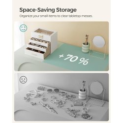 Smykkeskrin i kunstl�der - smykkeskrin med skuffer - hvid