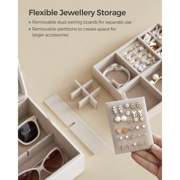 Smykkeskrin i kunstl�der - skrin til smykkeopbevaring - hvid