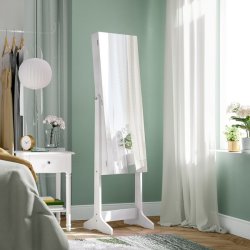 Smykkeskab - spejlskab med rum til makeup og smykker - hvid