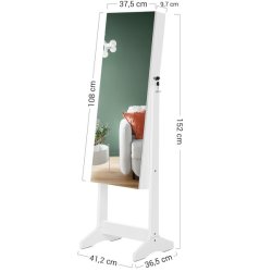 Smykkeskab - spejlskab med rum til makeup og smykker - hvid