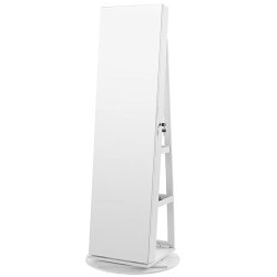 Smykkeskab - roterende spejlskab til smykker og makeup - hvid