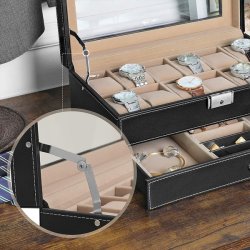Urboks i kunstl�der - display�ske til 12 ure - smykkeskrin - sort