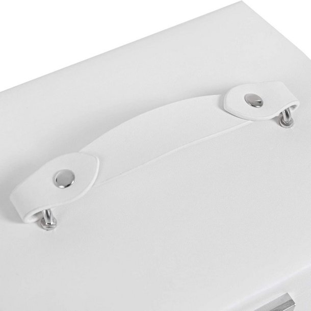 Smykkeskrin med mange rum - skrin til smykker - hvid kunstl�der