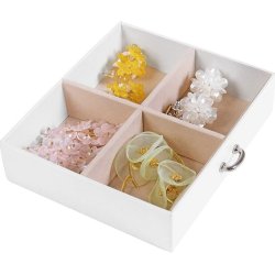 Smykkeskrin med mange rum - skrin til smykker - hvid kunstl�der