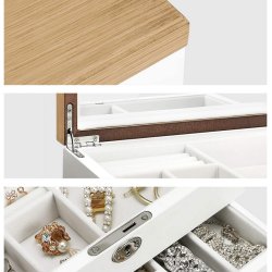 Smykkeskrin - smykkeskrin i tr� med 2 skuffer, spejl og l�s