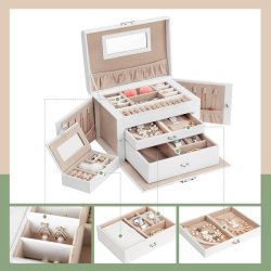Smykkeskrin inkl. rejseskrin - skrin til smykker - hvid
