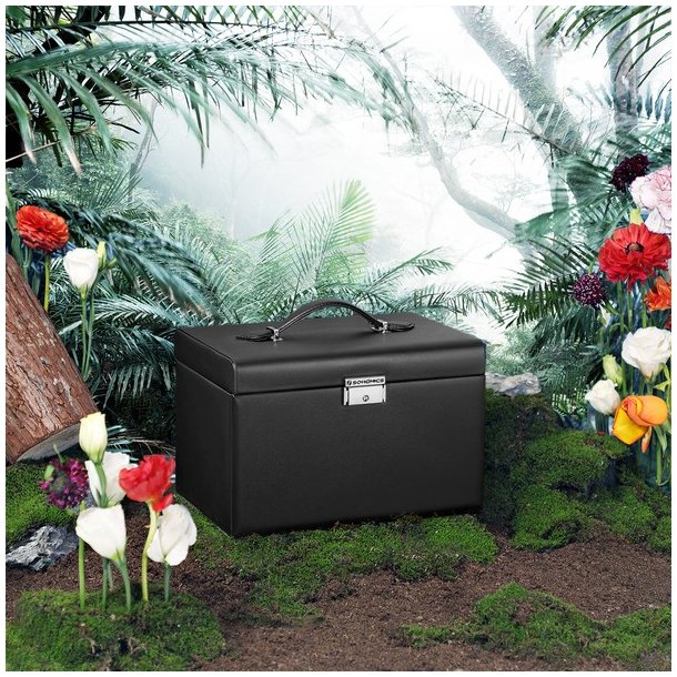 Smykkeskrin inkl. rejseskrin - skrin til smykker - sort