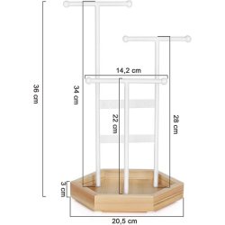 Smykketr� - smykkestativ og smykkeholder - hvid og brun