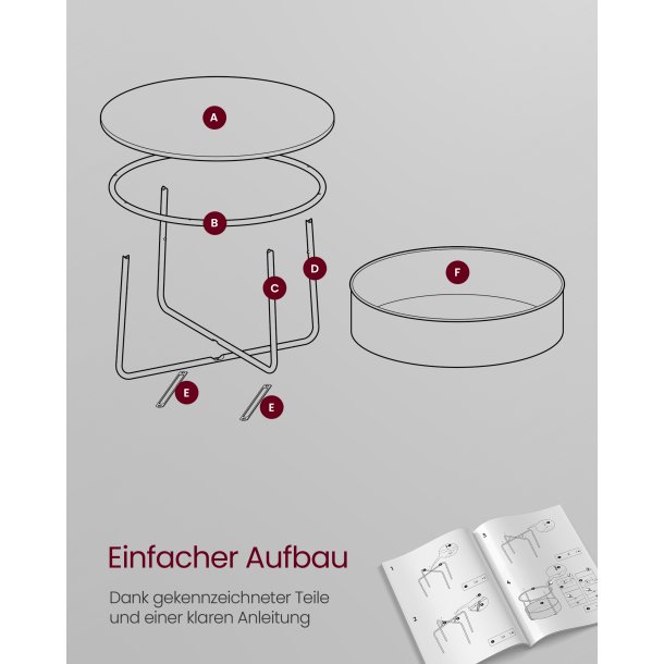 Sofabord - rundt stuebord med stofkurv - sort - �75 x H45 cm