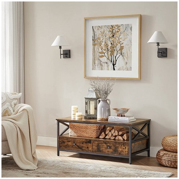 Sofabord - stuebord i industrielt design - rustik brun 100x55x45