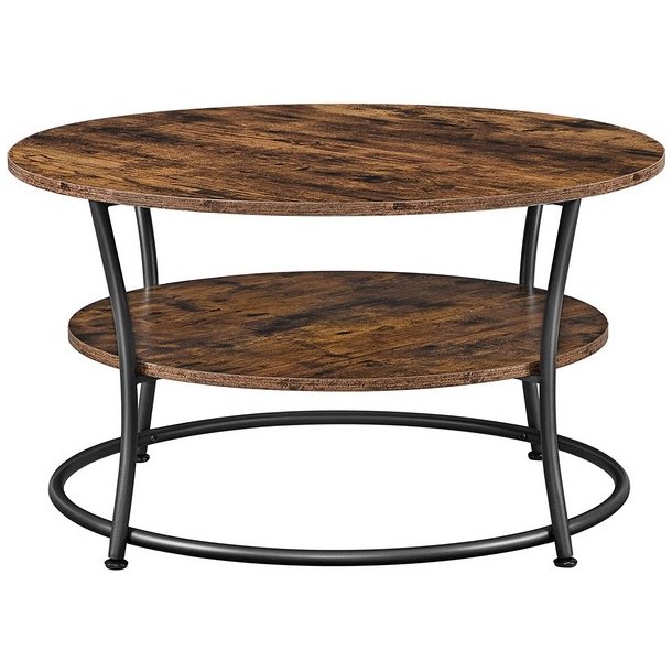 Sofabord - rundt stuebord i industrielt design - rustik brun
