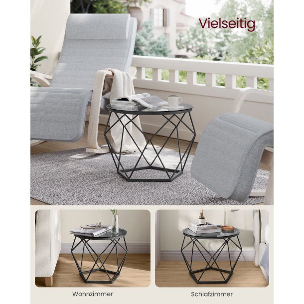 Sofabordss�t - 2 sideborde - runde sofaborde - sorte glasbord