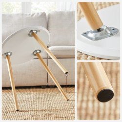 Indskudsborde - 2 runde sideborde - hvid/brun sofabordss�t