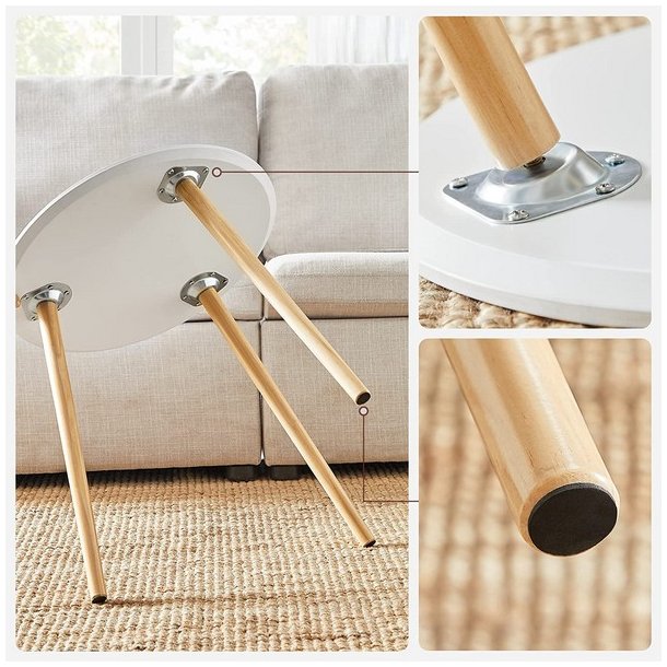 Indskudsborde - 2 runde sideborde - hvid/brun sofabordss�t