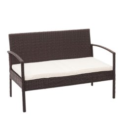 Polyrattan loungest - lounge havembelst i 4 dele - brun 2-1-1