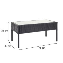 Polyrattan loungest - lounge havembelst i 4 dele - sort 2-1-1