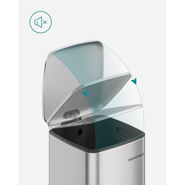 Pedalspand 30 liter - skraldespand med soft-close l�g - s�lv