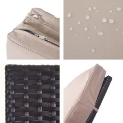 Polyrattan solseng - brun solvogn og liggestol med beige hynde