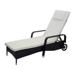 Polyrattan aluminium solseng - sort luksus solvogn og liggestol