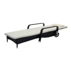 Polyrattan aluminium solseng - sort luksus solvogn og liggestol