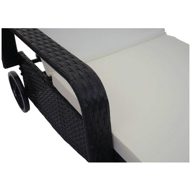 Polyrattan aluminium solseng - sort luksus solvogn og liggestol