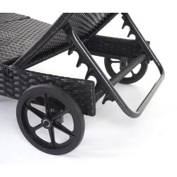 Polyrattan solseng - sort solvogn og liggestol med beige hynde