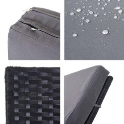 Polyrattan solseng - sort solvogn og liggestol med m�rkegr� hynde